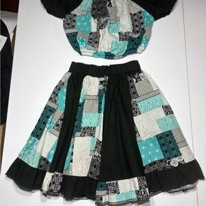 Roller Derby Patchwork Skirt and Top Set